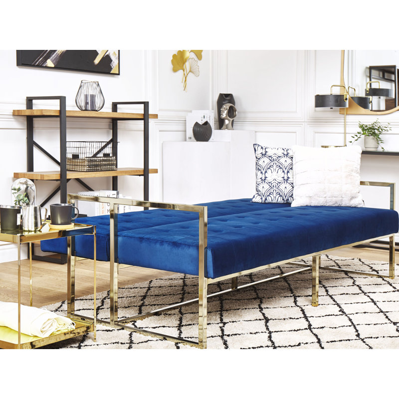 Ballou 3 Seater Velvet Sleeper, Blue