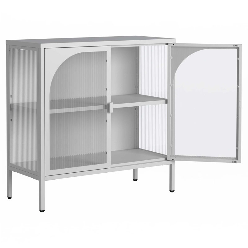 Armoire de rangement décorative avec 2 portes en verre