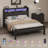 Dilem Bed Frame With LED Light, Industrial Platform Bed With Charging Station, 2-Tier Storage Headboard, No Box Spring Needed, Noise-Free, Strong Support Legs-473642166-473642162