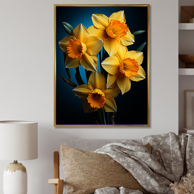 «Yellow and Orange Daffodil Bloom Dance» sur toile