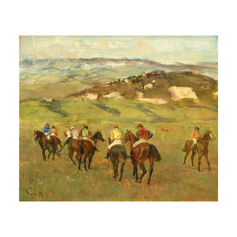 «Jockeys on Horseback avant Distant Hills» par Edgar Degas - Estampe numérique, H 16 po x l 20 po