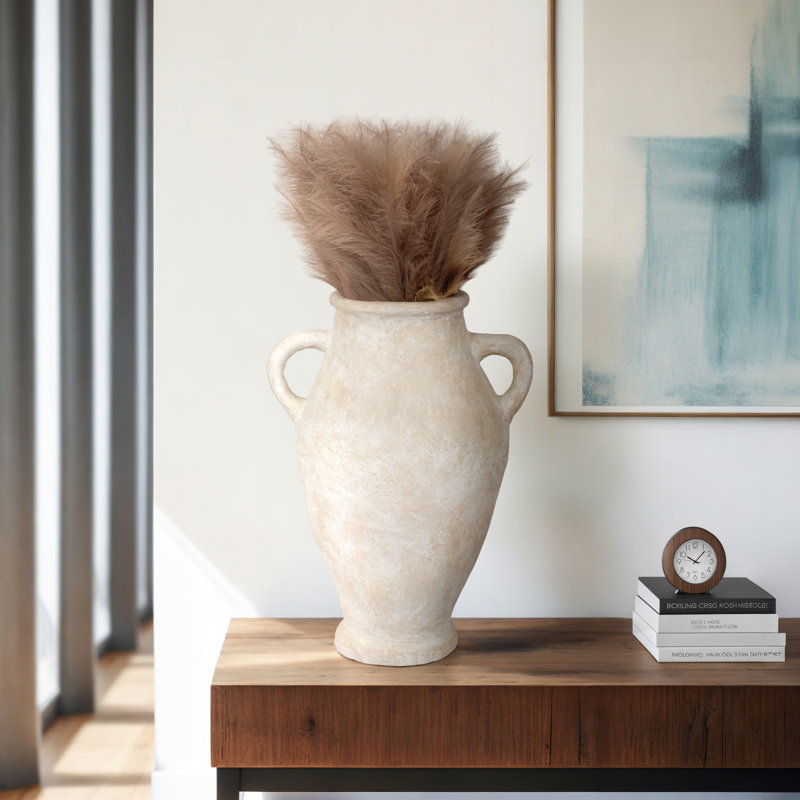 Vase en terre cuite Beesan, H 32 po x l 18 po x P 18 po, Blanc
