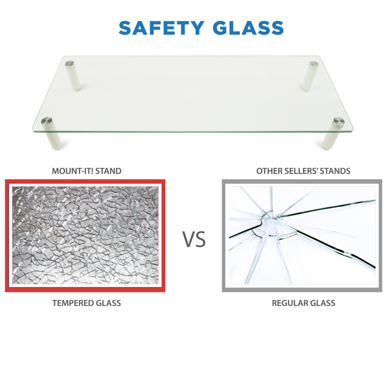 Clear Glass and Aluminum Desktop Monitor Riser Stand