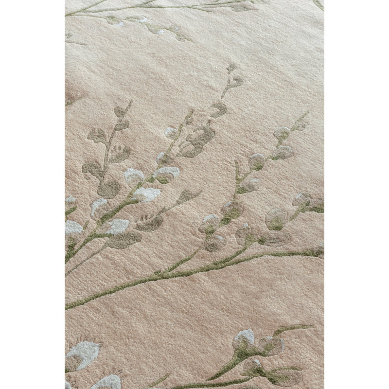 LA Pussy Willow Hedgerow Green 079807 140X200, Rectangle 4'7" x 6'6"