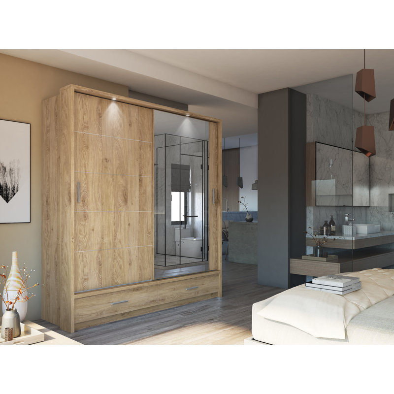 Tengan 2 Door Manufactured Wood Wardrobe, Oak Shetland