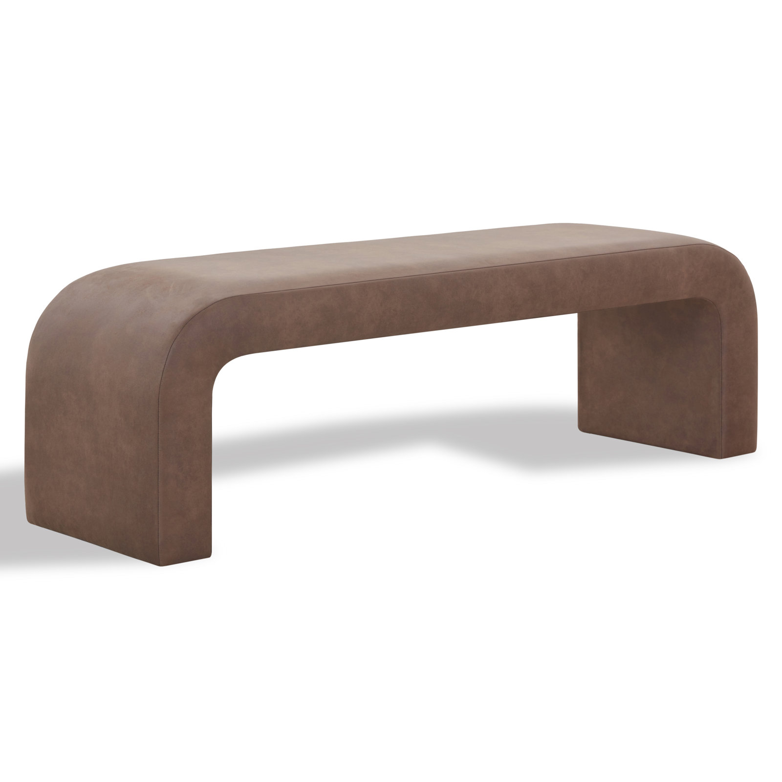Daine 62" Linen Bedroom Bench, Dark Brown Vegan Leather