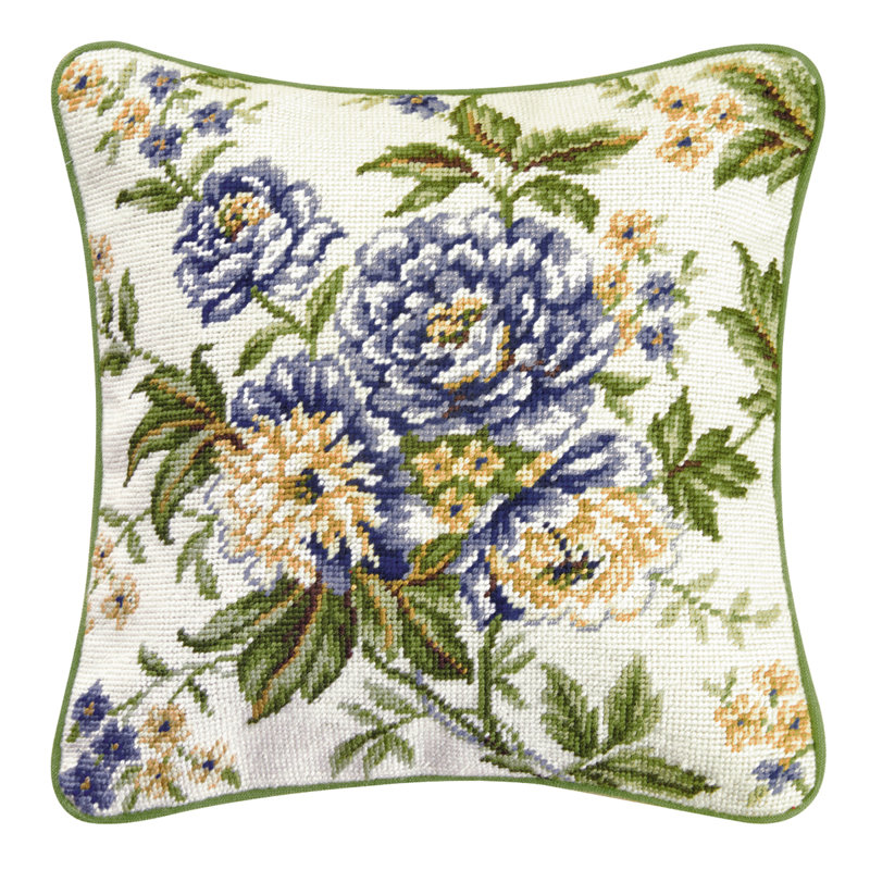 Blue Brianna Needlepoint Pillow