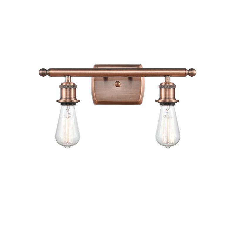 Orrington 2 - Light Dimmable Vanity Light, 6 Watt Vinage LED Bulb, Antique Copper
