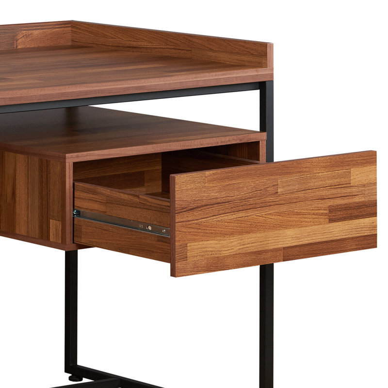 Sanor Rectangular Writing Desk in Walnut and Sandy Black