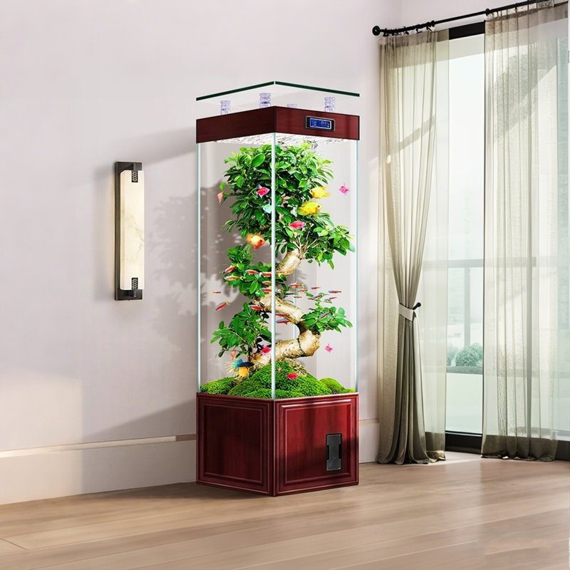 Aquarium 16,54 po, 36.995 Gallon (55.91" H x 16.65" W x 15.75" D), Clear/Red