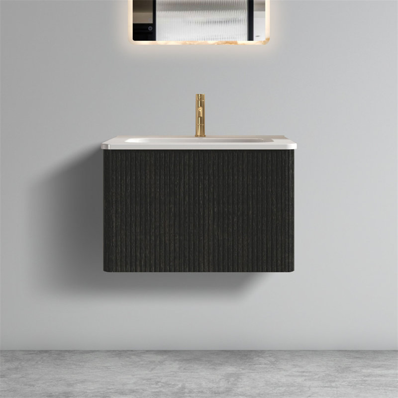 Meuble-lavabo de salle de bain avec lavabo en céramique blanche