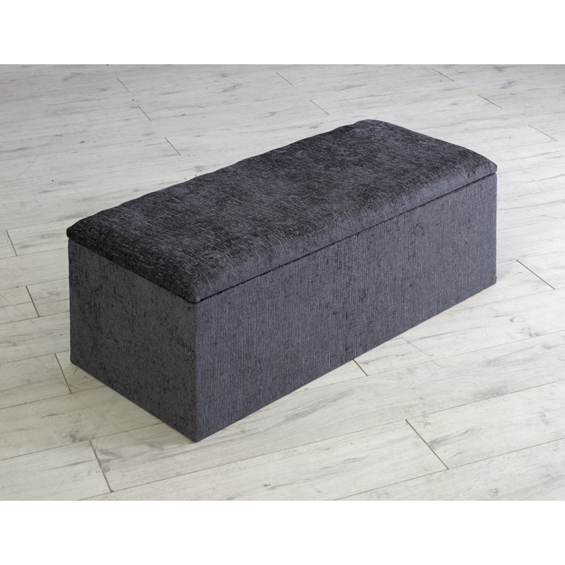Braelynn 102cm Wide Rectangle Solid Colour Ottoman with Storage, Charcoal