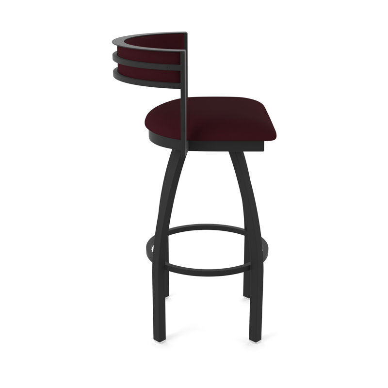 Tabouret Artémis, Noir froissé, Vinyle - bordeaux Canter, Tabouret de comptoir (siège d'une hauteur de 25 p