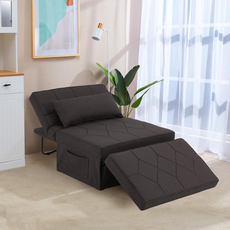 37" Convertible Sleeper Sofa Brown, Dark Brown