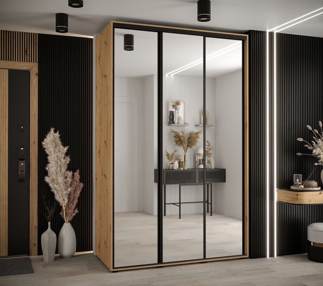 Azavian II Sliding Mirrored Door Wardrobe 150cm â Medium Width, Modern Storage Solution