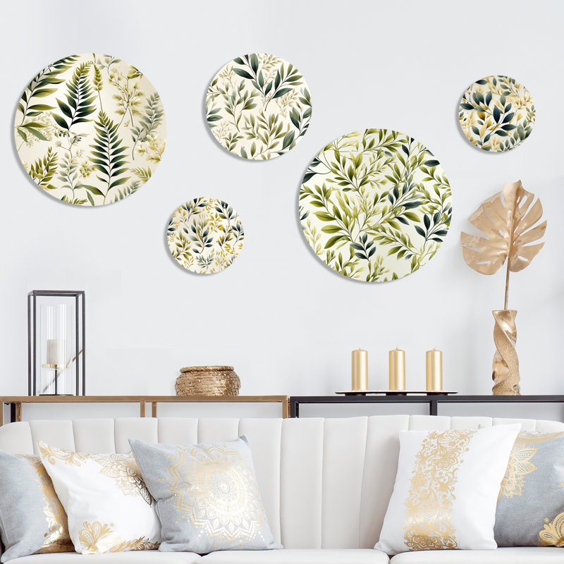 Mccabe - Ensemble d'art mural rond 5 plantes