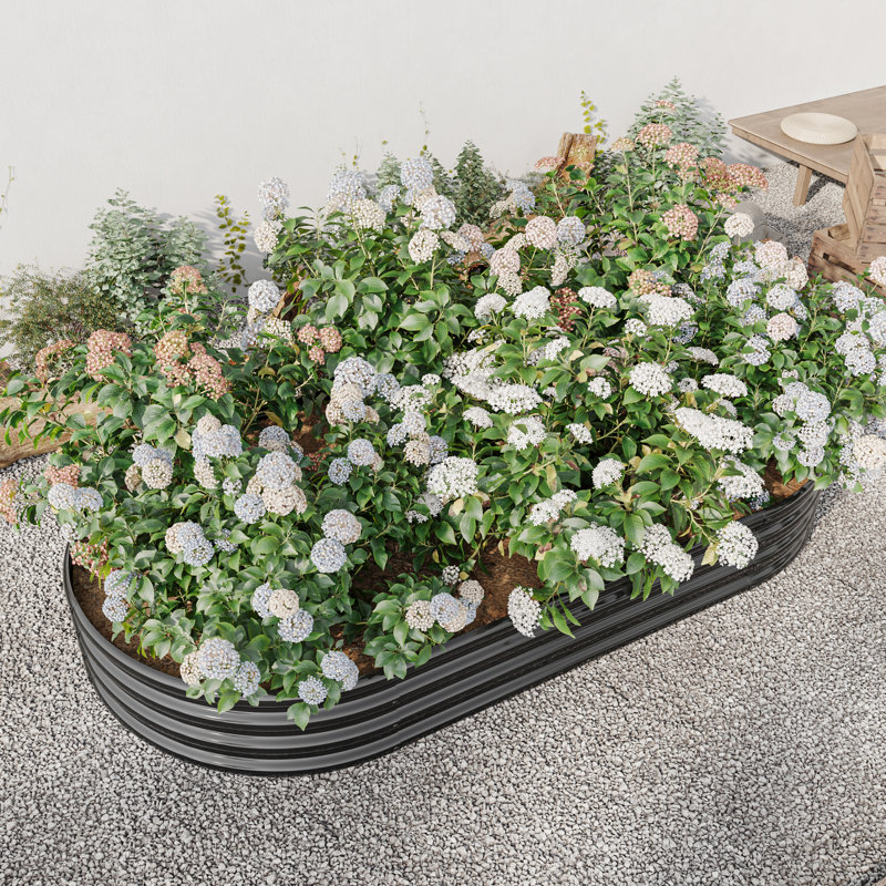 Outdoor Oval Large Metal Raised Garden Bed - Raised Planter Bed For Plants, Vegetables, Flowers, Durable Rust-proof Design