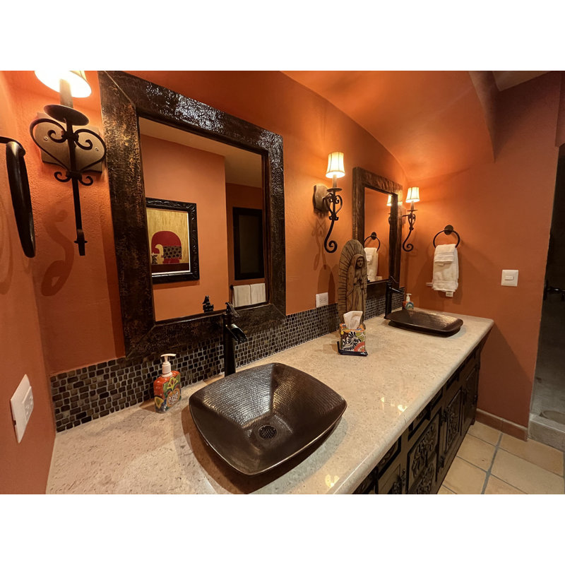 15" Square Copper Vessel Bathroom Sink