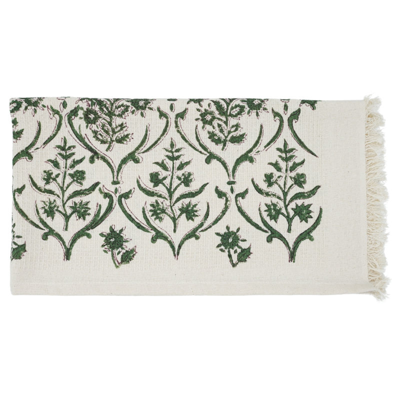 Fabdivine Hand Block Print Cotton Waffle Hand Towels - Elegant & Eco-Friendly Towels for Every Home(Vishalpushp), Green
