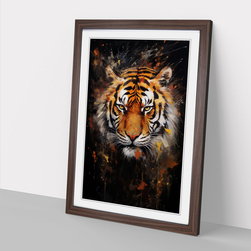 Tiger Abstract No.2 - Framed Print, 34cm H x 25cm W x 2cm D, Walnut 