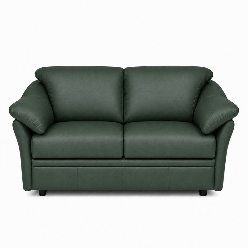 Causeuse en cuir Ramdev, Cuir véritable vert, H 34 po x l 58 po x P 36 po