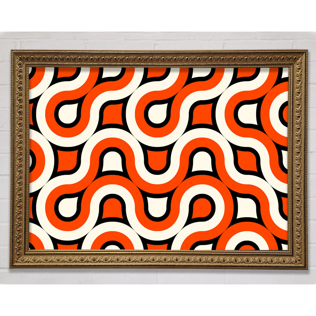 Gerahmtes Leinwandbild Graphical Maze Orange