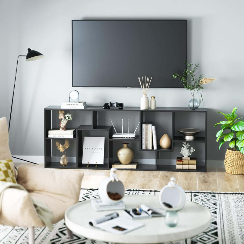 Asymmetrical Display Shelf & Bookcase, 5-Tier, Black