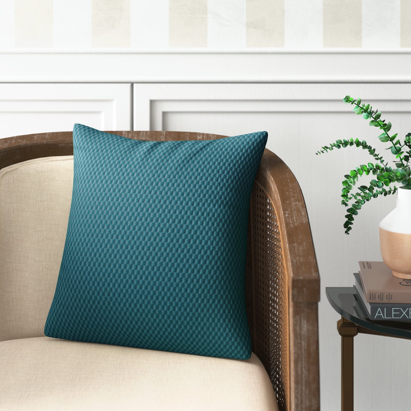 Zoya Textured Cotton Throw Pillow, Teal