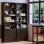 Bibliothèque standard H 70,9 po x l 23,6 po avec porte, bibliothèque moderne à 6 niveaux avec rangement, bibliothèque moderne au sol pour salon, bureau à domicile-1075997454-1107041478
