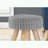 Round Ottoman with Grey Knit Fabric and Slanted Wood Legs