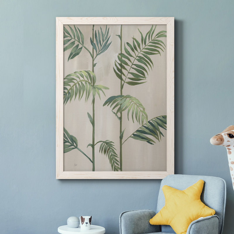 Modern Fronds I - Peinture sur toile encadrée, H 32 po x l 23 po x P 1 po, Blanc
