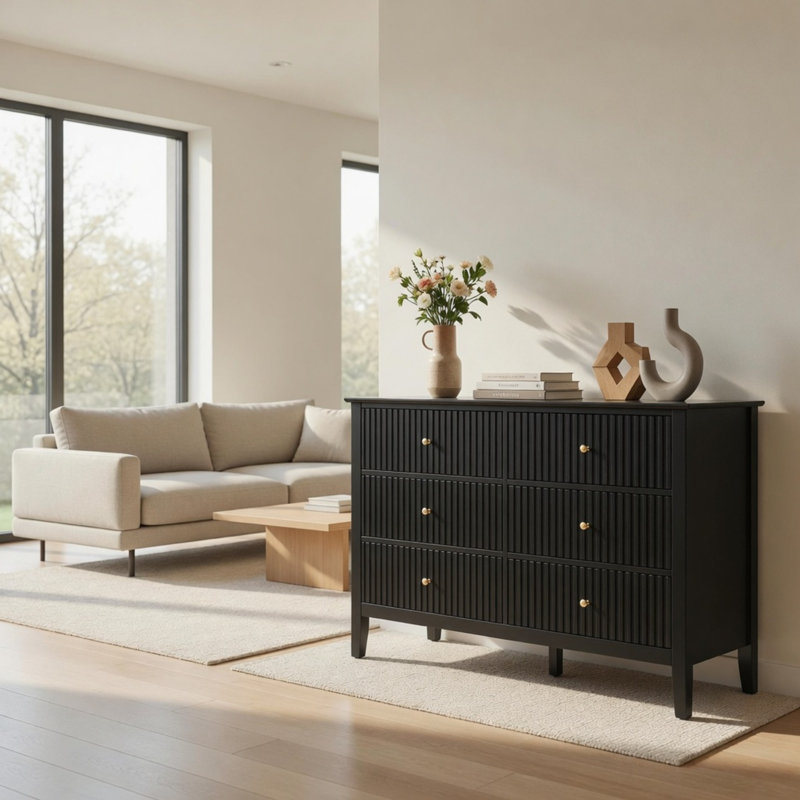 Commodes décoratives avec 6 tiroirs, Black