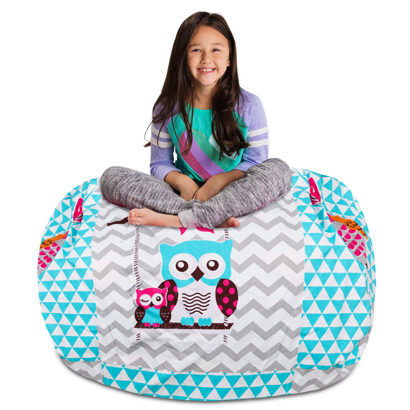 Housse pour fauteuil à billes Kids, Très grand - 48 po, Toile - hiboux blancs et bleus