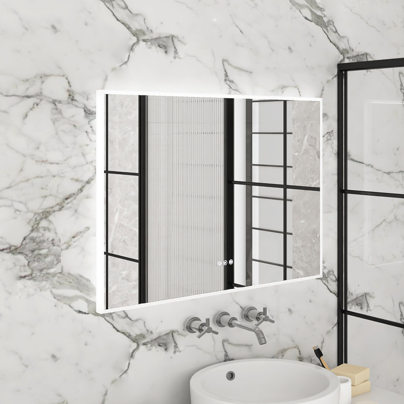 Miroir de salle de bain moderne à DEL rectangulaire, température de couleur réglable