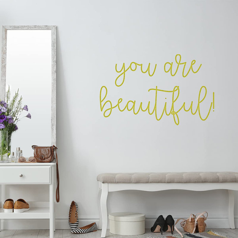Text & Numbers Non-Wall Damaging Wall Decal, 20.5" H x 30" W, Gold