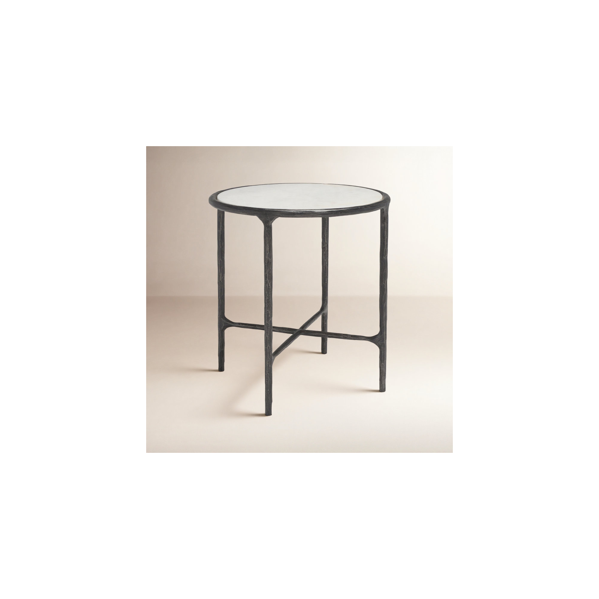 Evelynn End Table, Black, White Marble
