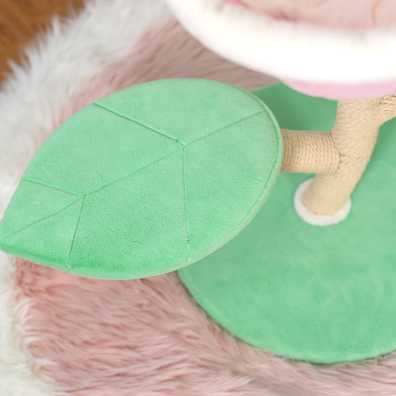 Pink and Green Plush Cat Tree with Sisal Scratching Posts