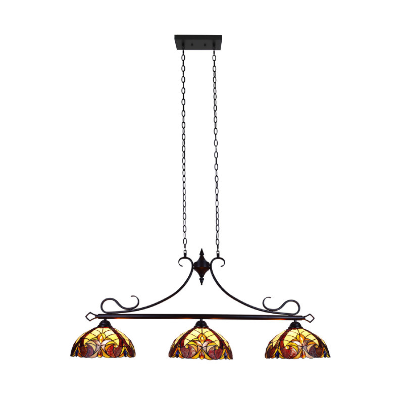 Luminaire suspendu pour îlot de cuisine 3 lumières Zainab Tiffany