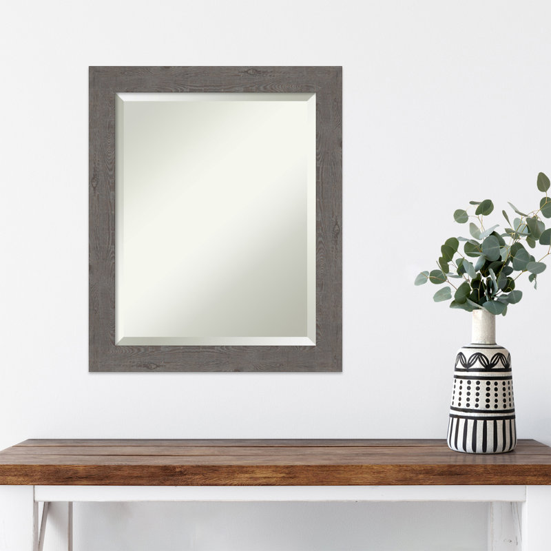 Miroir d'appoint mural Josheph, 23,5 po x 19,5 po, Gris vieilli
