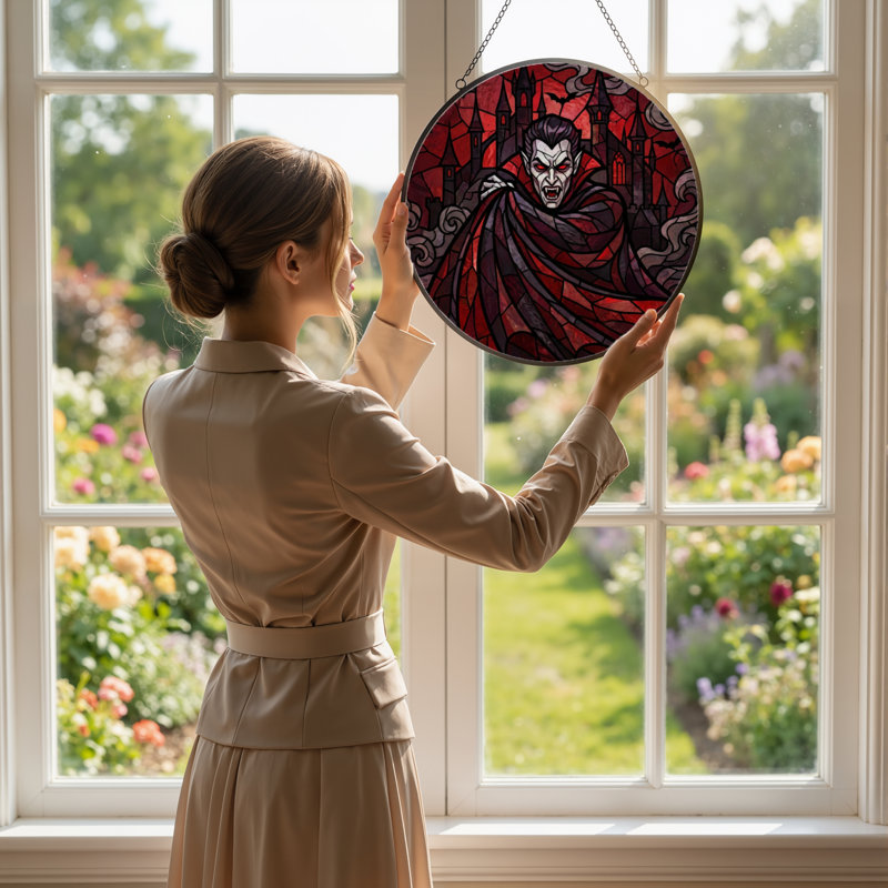 Panneau de vitrail 12 "H Vampire Castle