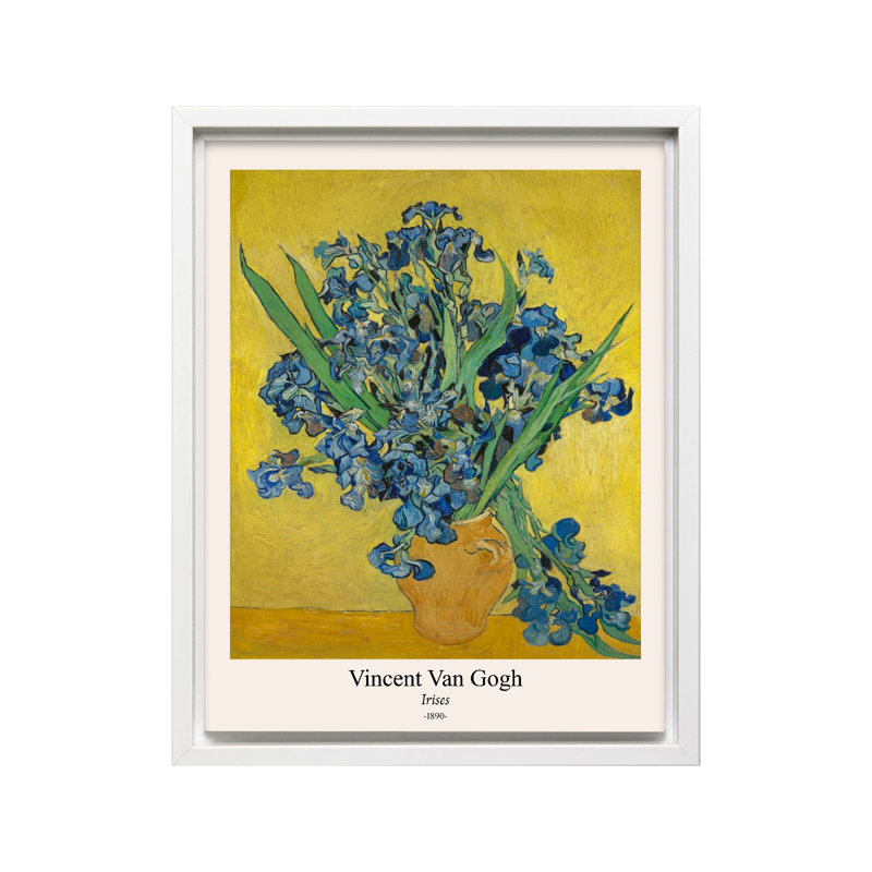 Van Gogh - Iris No3, 16"H x 20"W, Canvas, White Framed
