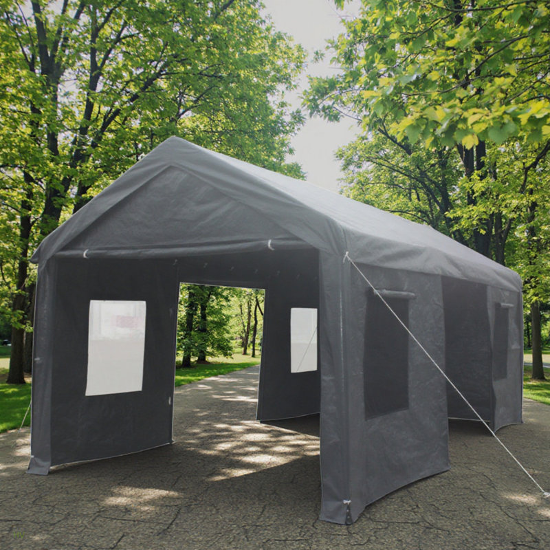 Abri d'auto extérieur 10X20FT pour les fêtes, les événements, le patio et le jardin, Gris