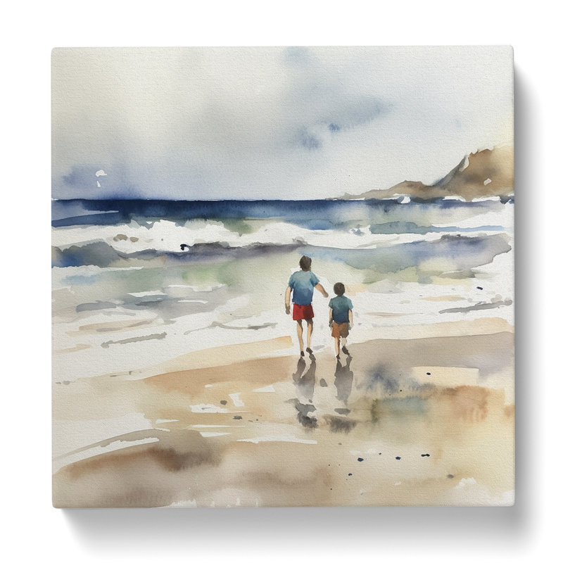 Beach Watercolour No.1 - No Frame Print, 35cm H x 35cm W x 3cm D