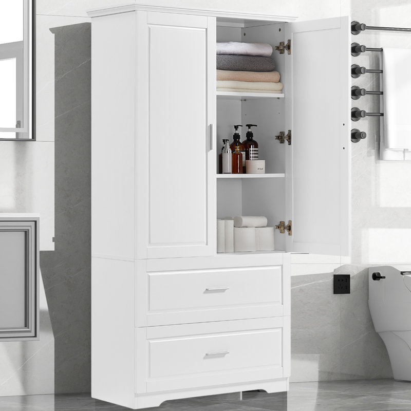 Armoire de rangement autoportante avec portes et tiroirs