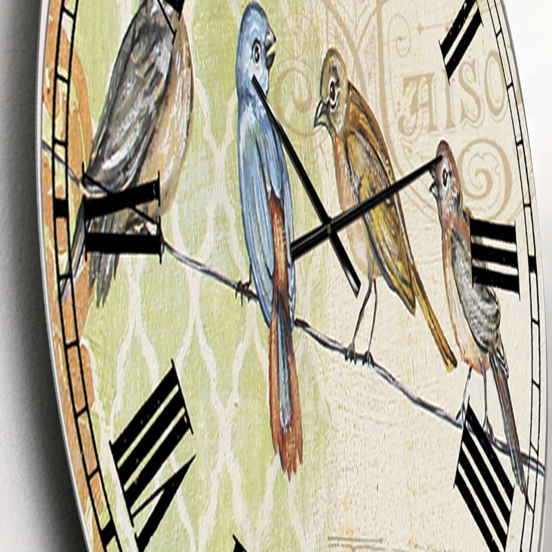 Birds Gathered On Wire Paris II - Oversized Cottage Wall Clock, Small
