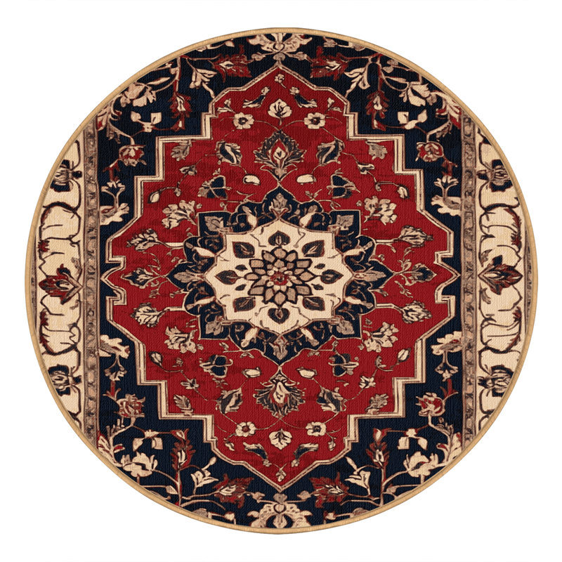 Tapis brun lavable à la machine, Rond 6 pi