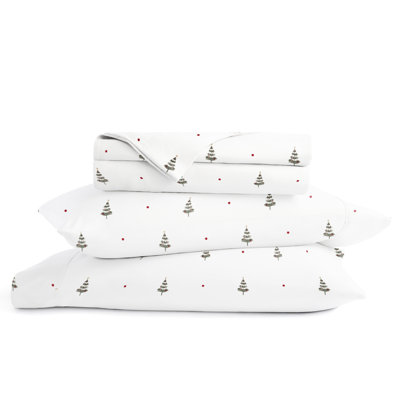 Holiday  Sheet Set, Christmas Tree Pattern, King Size Bedding
