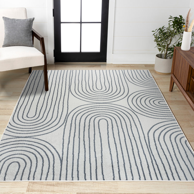 Tapis crème / gris foncé Jasmir, Rectangle 2 pi 11 po x 4 pi 11 po
