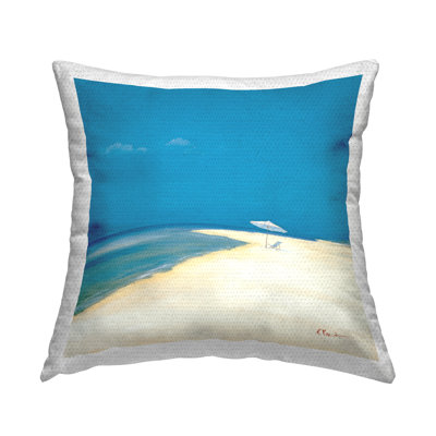 Relaxing Beach Scene Clear Summer Day Outdoor Printed Pillow by Paul Brent