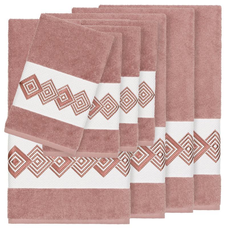 Noah 8 Piece Turkish Cotton Towel Set, Tea Rose